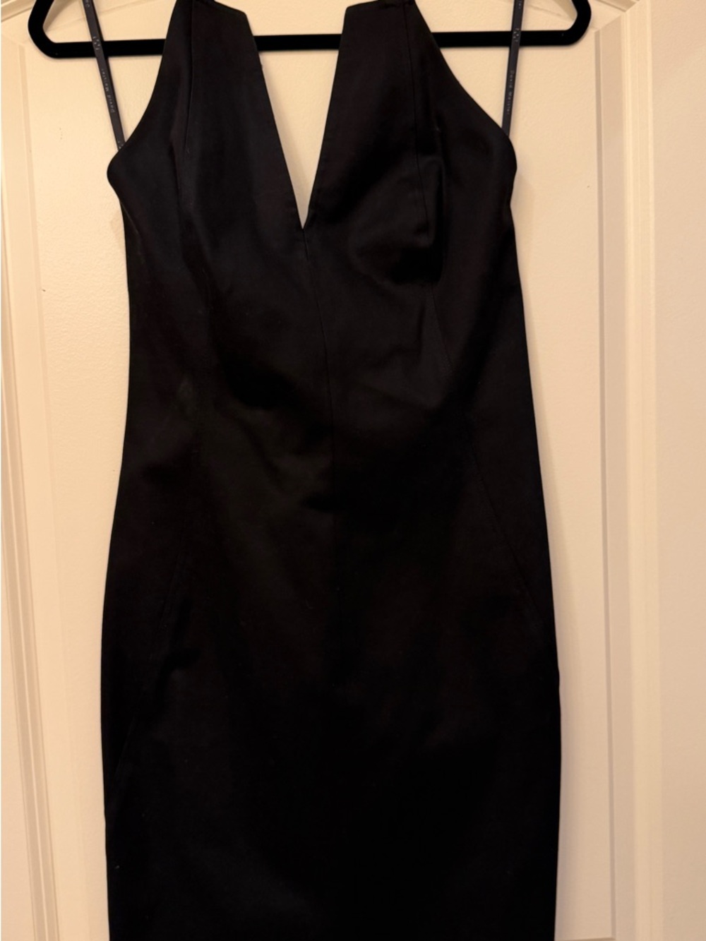 David Meister Black V-Neck HalterTop Sheath Dress